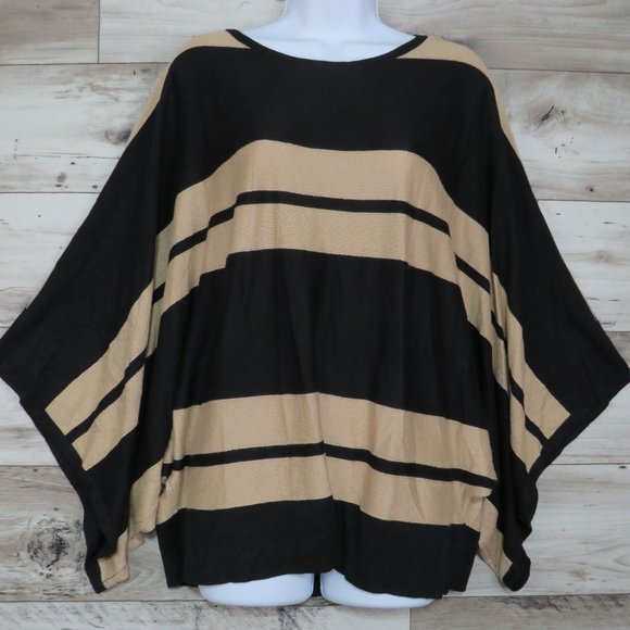 Black Label by Chico's* Women's Boat Neck Dolman Sweater~ Size 2 (Beige & Black) - Picture 3 of 5